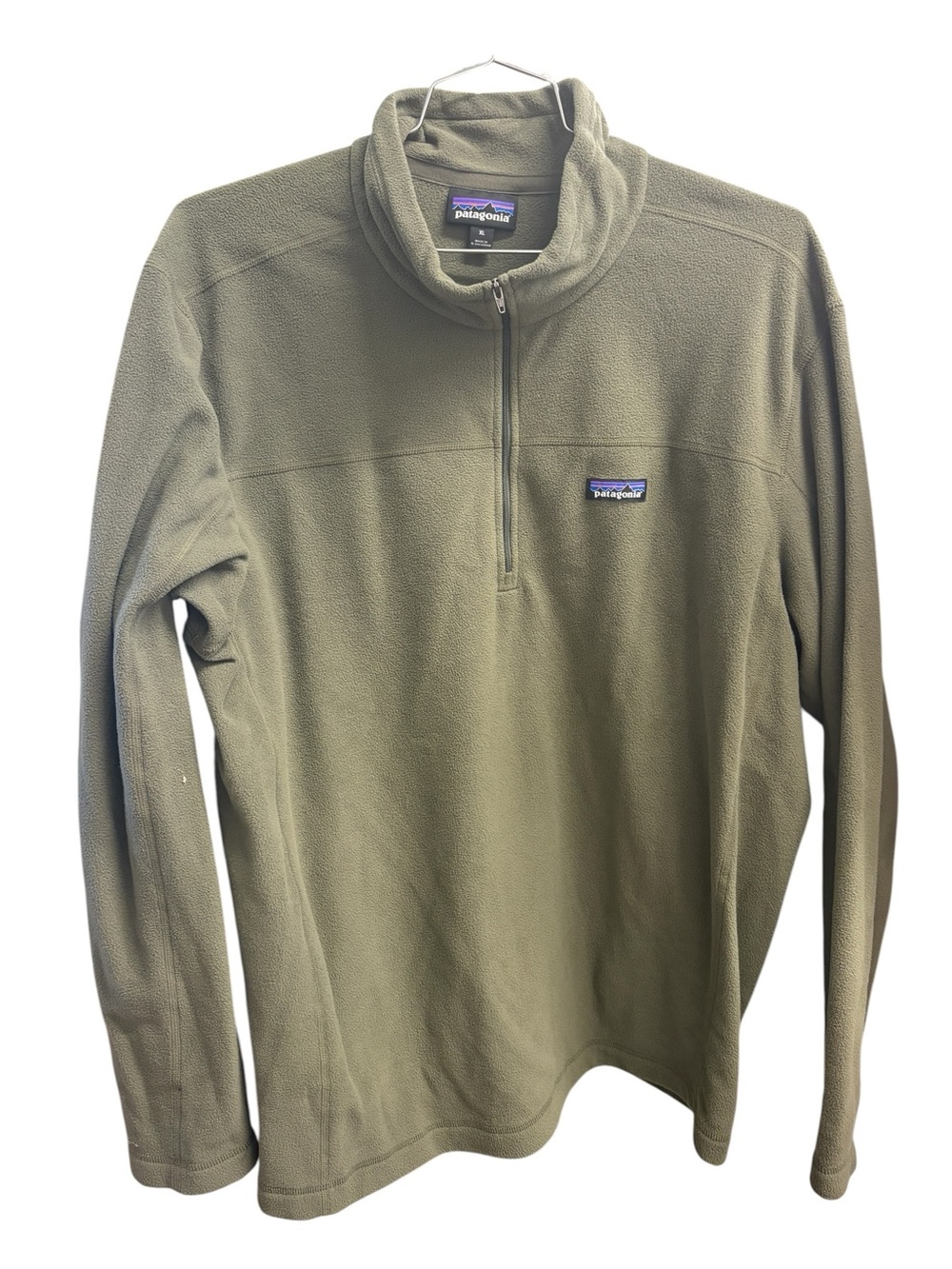 PATAGONIA Micro D 1/4 Zip Fleece Pullover Olive Green Size XL